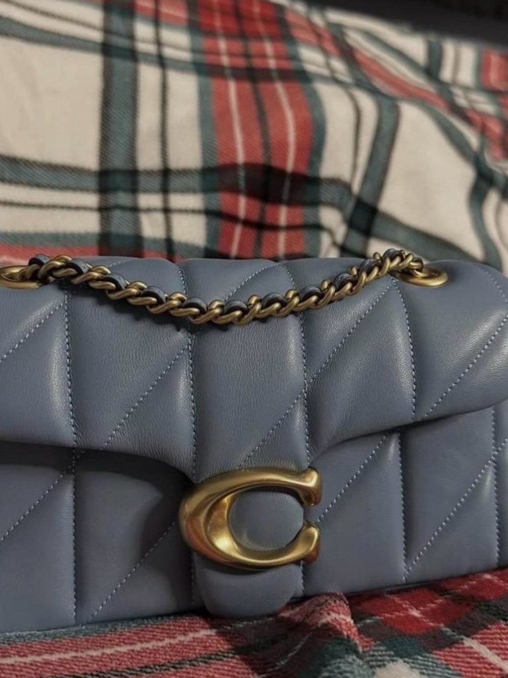 Coach Quilted Leather Crossbody Bag in Bluebell with Gold Hardware